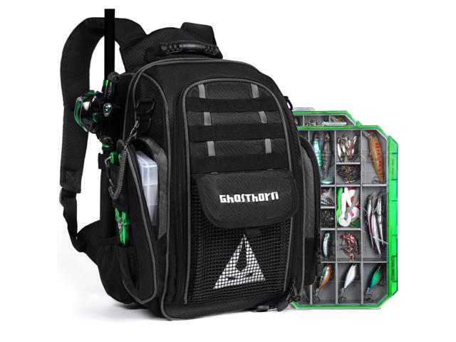 Fishing Backpack 2 * 3700 Tackle Boxes 40L Waterproof Tackle Backpack with Rod Holders Large Outdoor Storage Tackle Bag for Fishing Men Women