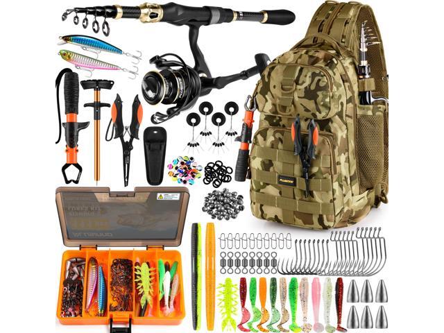 Fishing Backpack, Fishing Bag, Waterproof Sling Tackle Bag For Fishing Gear With Rod Holder, Fish Gifts for Men