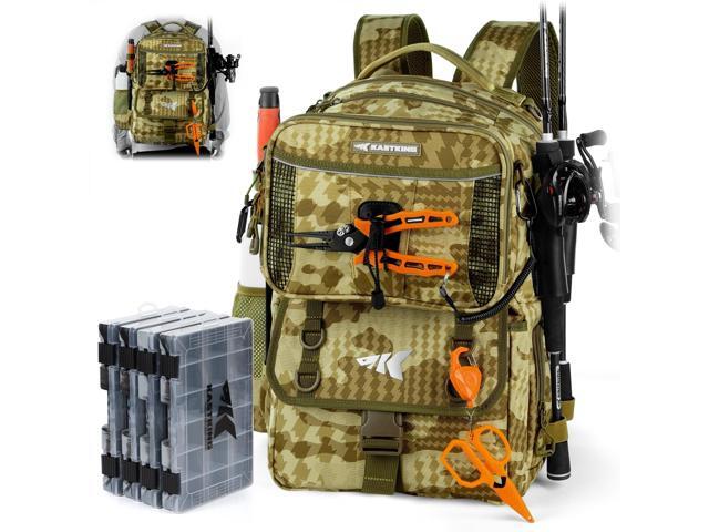BaitSpace Fishing Tackle Backpack with Removable Bait Binder,2 Rod Holders Storage Fishing Gear and Equipment