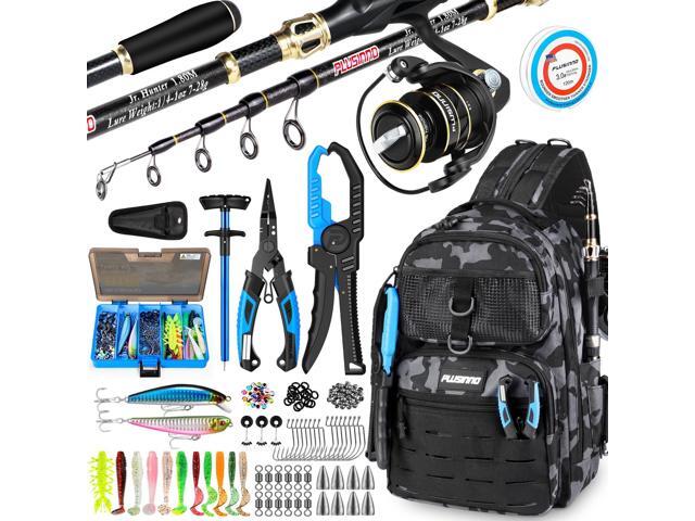 Fishing Gear, Fishing Backpack with Fishing Rod, Tackle Box, Waterproof Tackle Backpack with Rod Holders,Lures, Tools, Pliers & Accessories, Fish...