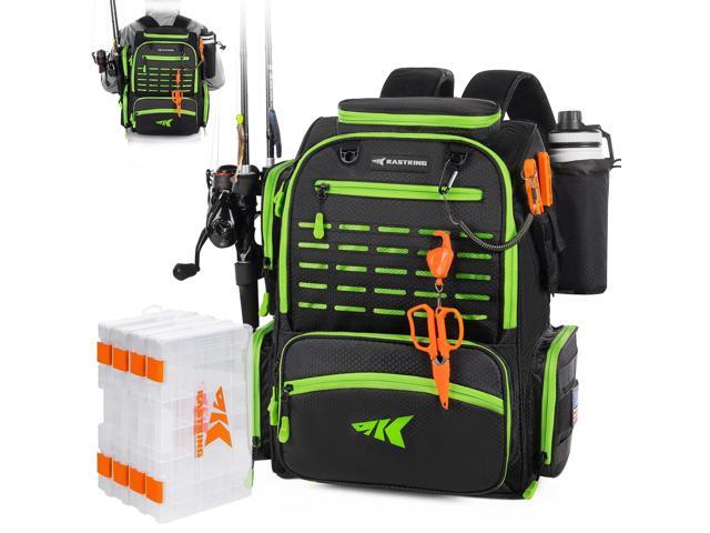 Bait Boss Fishing Tackle Backpack with Rod Holders-4 Tackle Boxes-Rain Cover,Storage for Fishing Gear