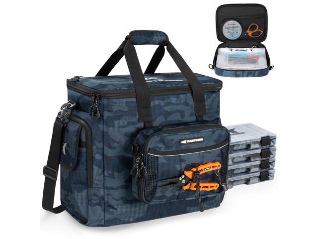 BaitSpace Fishing Tackle Bag With 4 Tackle Boxes & Removable Bait Binder, Water-Resistant Tackle Storage, Durable Fishing Gear, Adjustable Shoulder...
