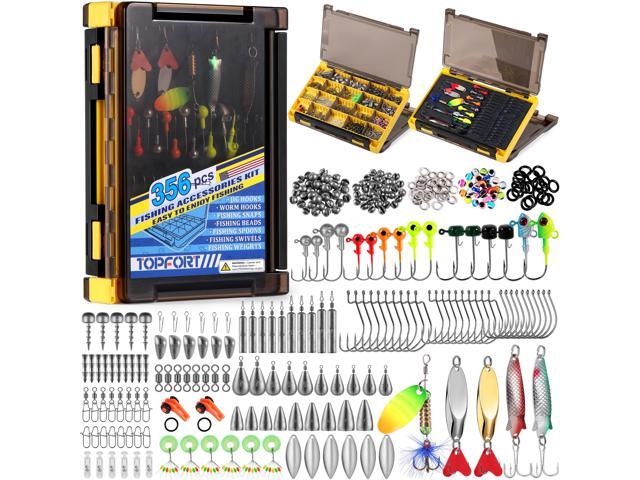 187/343pcs Fishing Accessories Kit, Organized Fishing Tackle Box with Tackle Included, Fishing Hooks, Fishing Weights Sinkers, Fishing Gear and.
