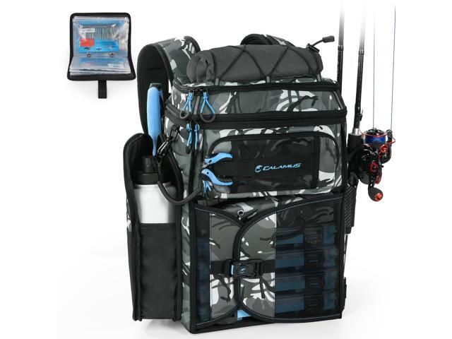 GearMaster Tackle Backpack with Bait Binder, Large Lightweight Water-Resistant Fishing Bag, Rod Holders, Food Storage
