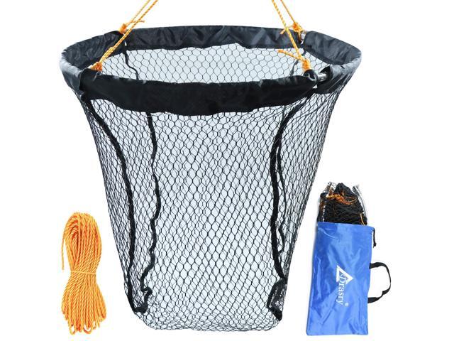 Foldable Bridge and Pier Fishing Landing Net - High Load-Bearing Aluminum Ring Drop Net for Saltwater Freshwater - Collapsible Basket With 49.2 FT.