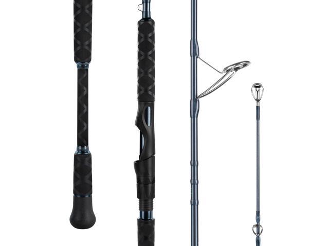 ReKon Saltwater Spinning Rod, KastFlex IM6 Carbon Graphite Blank, Zirconium Ceramic Guides, Graphite Locking Reel Seat, Oversized Drop Shot Hook.