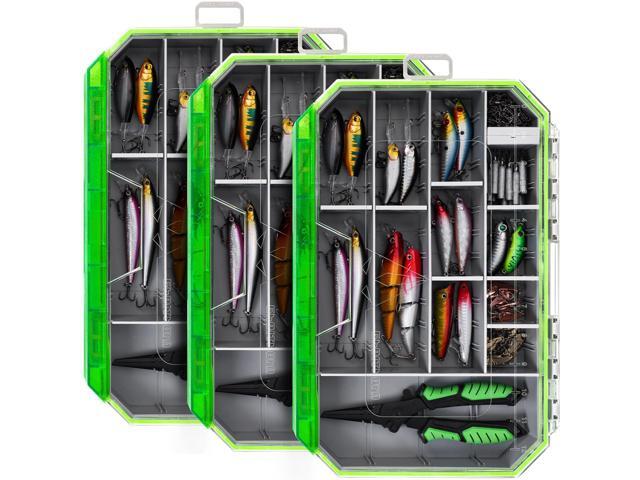 Fishing Tackle Box, Waterproof 3600 and 3700 Tackle Trays, Plastic Tackle Box Organizer with Removable Dividers, Storage Lure Box and Terminal...