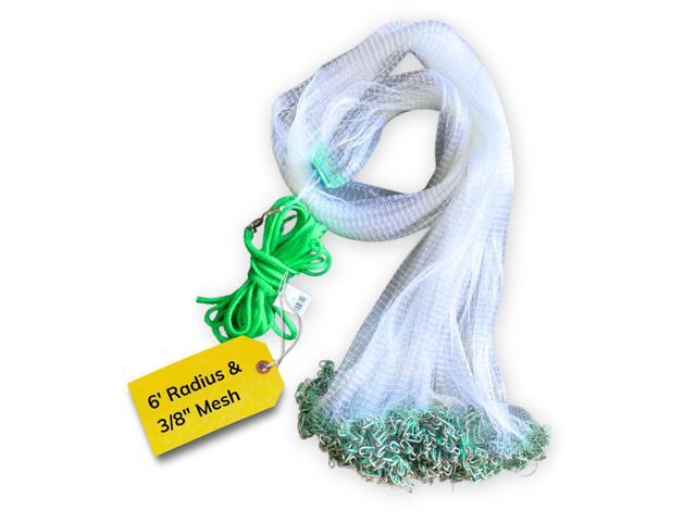 Cast Nets 4.5ft-10ft Radius 3/8',1/2',1' Mesh for Fishing with Chain Bottom, Salt Water Casting Fishing Net Gear, Easy Throw Nets Fishing Bait -.