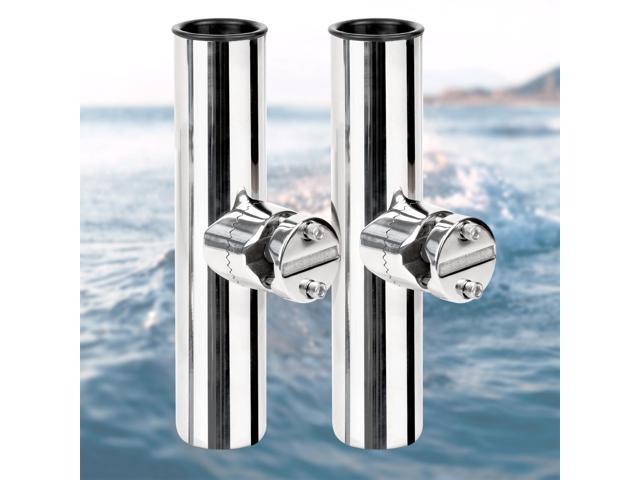 2 Pack Fishing Rod Holders for Boat Rail Mount, Stainless Steel Clamp on Rod Holder for Marine Boat, Fishing Boat, Pontoon, Jon Boat