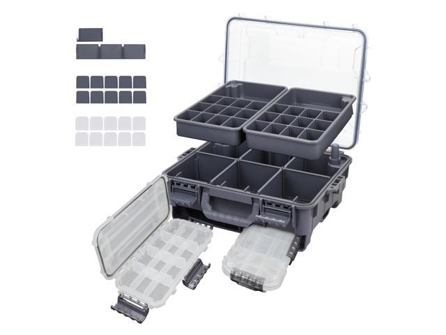 Universal Fishing Tackle Box with Two Small Tackle Tray, Removal Inside Design Waterproof Trunk Storage Box, Thicker Floating Airtight Stowaway,.