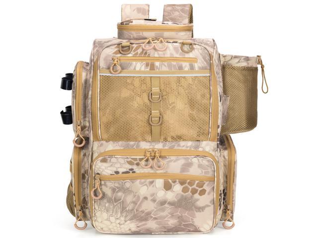 Fishing Tackle Backpack with Rod Holders, Bottle Holder, Storage Bag Store Fishing Gear