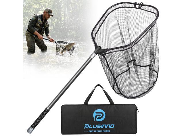 Large Fishing Net, 3.4-7.7 FT Carbon Fiber Fish Net with Long Telescoping Handle, Kayak Fishing Gear Accessories Foldable Landing Net for Bass,...