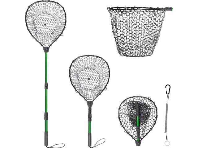 Rubber Fishing Net with Telescoping Handle - High Strength Landing Net for Fishing with Soft Rubber Netting, Two Sizes Options