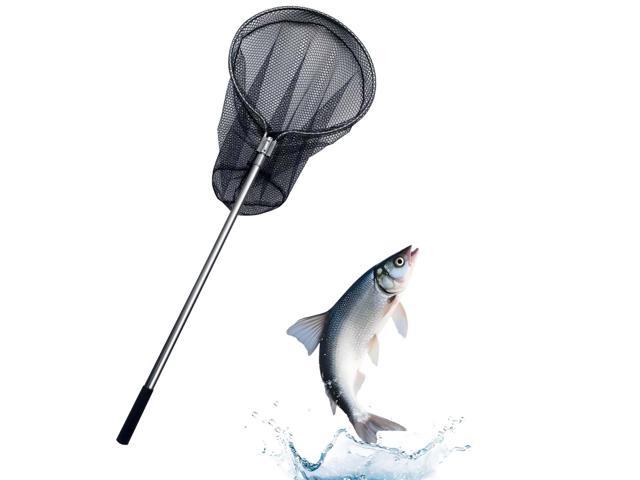 Heavy Duty Fishing Landing Net, Extendable Aluminum Telescoping Pole (70-102 in) 37in Deep Net for Saltwater Fishing