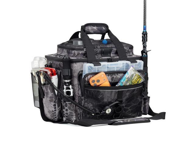 Fishing Tackle Bag with Rod Holders & Cooler Main Compartment Large Capacity Fishing Bag for Organized Gear Storage