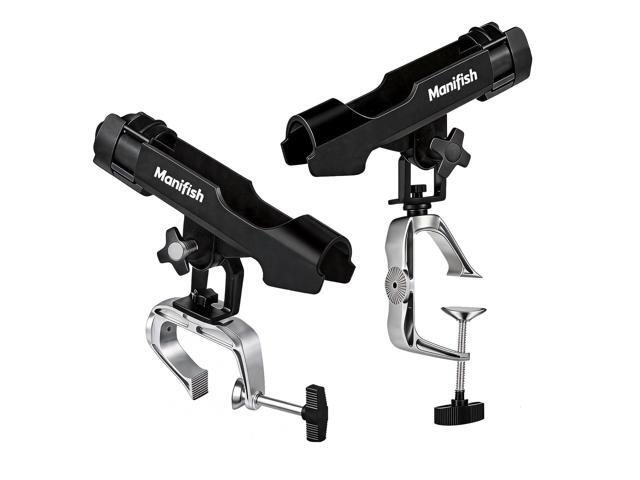 2 Pack Fishing Rod Holders for Kayak & Boat, 360° Swivel Clamp Rod Holder with Enlarged Base, Fits Round Square Tubes, Jon Boat, Canoe, Fishing.