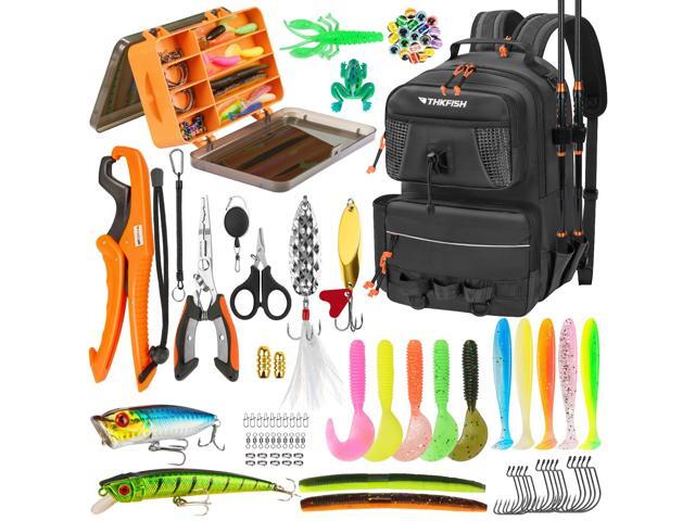 Fishing Backpack with Tackle Boxes, 20L Waterproof Tackle Sling Bag with Lures Kit, Fish Lip Gripper, Pliers, Scissors, Fishing Gifts for Men Women