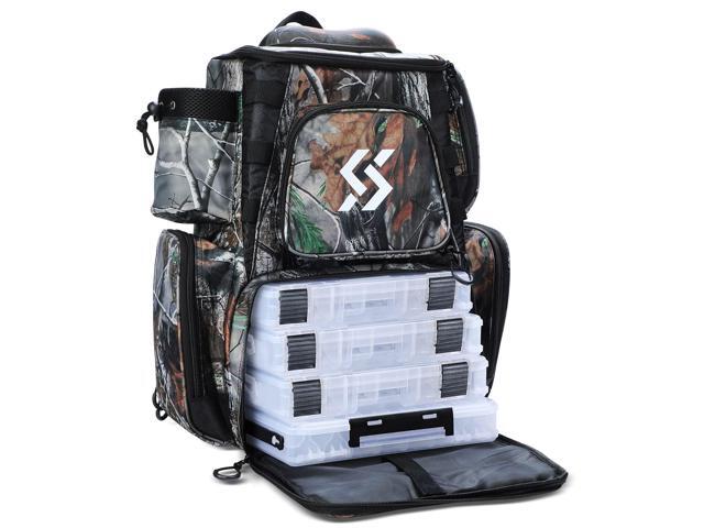 Fishing Tackle Backpack Waterproof Tackle Bag Storage with 4 Trays Tackle Box
