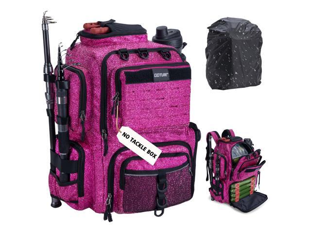 Fishing Backpack,900D Water-Resistant Tackle Backpack with Rod Holders,45L Large Fishing Bag Storage Gear Tackle Bag with Rain Cover,Bottle Holder.