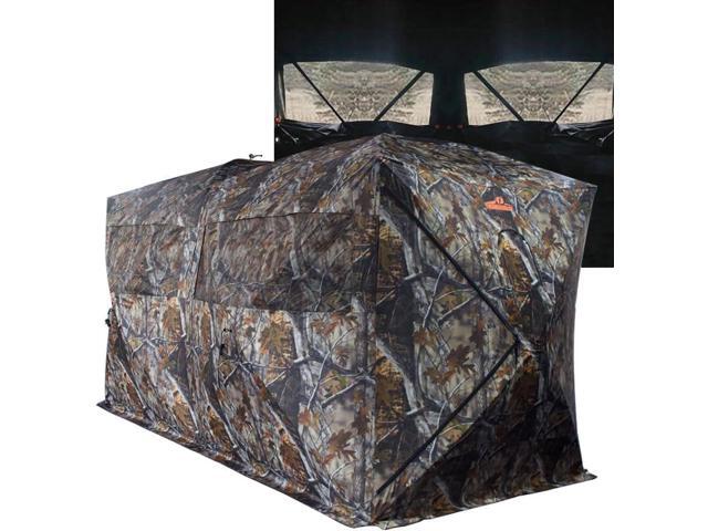 Thunderdome Pop Up Portable 6 Person Side-by-Side Hunting Blind for Deer & Turkey Hunting, 140' L x 70' W x 80' H