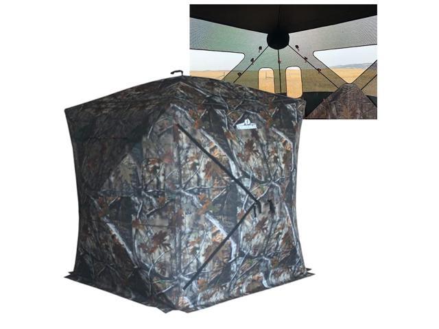 270 Degree See Through Hunting Blind, Portable 2-3 Person Pop Up Ground Hunting Blinds, Durable See Thru Hunting Tent for Deer & Turkey Hunting