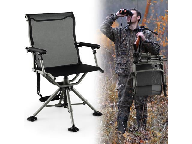 Hunting Chair, 360 Degree Swivel Folding Hunting Seat with Carrying Handle & Duck Feet, Height Adjustable, 400 LBS Silent Hunting Blind Chair for...