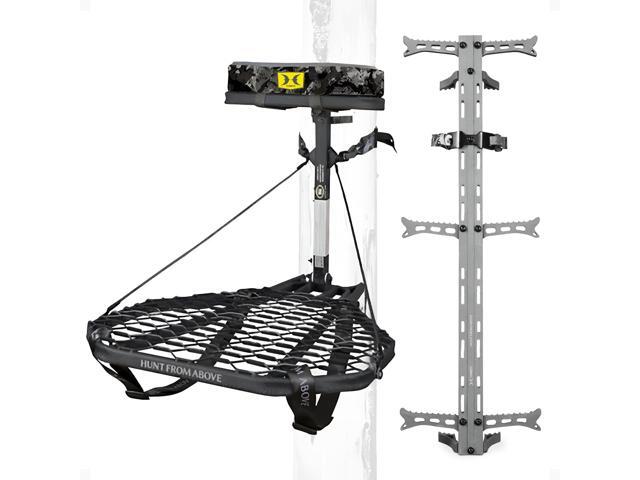 Combat Hang-On Hunting Tree Stand Platform Adjustable Treestand Accessory and Equipment for Game and Shooting