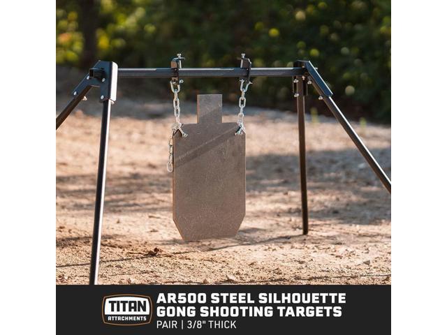 Pair 3/8' AR500 Steel Silhouette Gong Shooting Targets, 20' x 12' Laser-Cut Raw Steel Practice Plate, 0.5' Mounting Holes, for Precision Target.