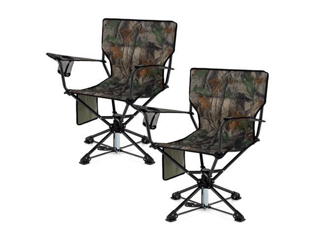 Hunting Chair, 360 Degree Silent Folding Swivel Blind Chair with Cup Holder, Storage Pocket, Carrying Bag for Blinds, Camping, No Assembly Needed.