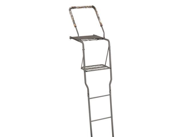 15' Hunting Ladder Tree Stand with Shooting Rail, Elevated Climbing Mesh Seat, Hunting Gear Equipment Accessories