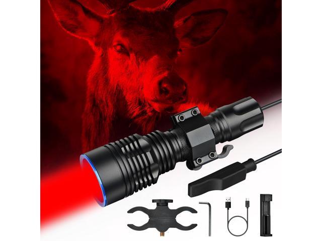 UC20Pro Red Hunting Light Kit, 1000m Spotlight 1000 High Lumen Tactical Flashlight, Predator Light for Hog, Coyote, Varmint Night Hunting