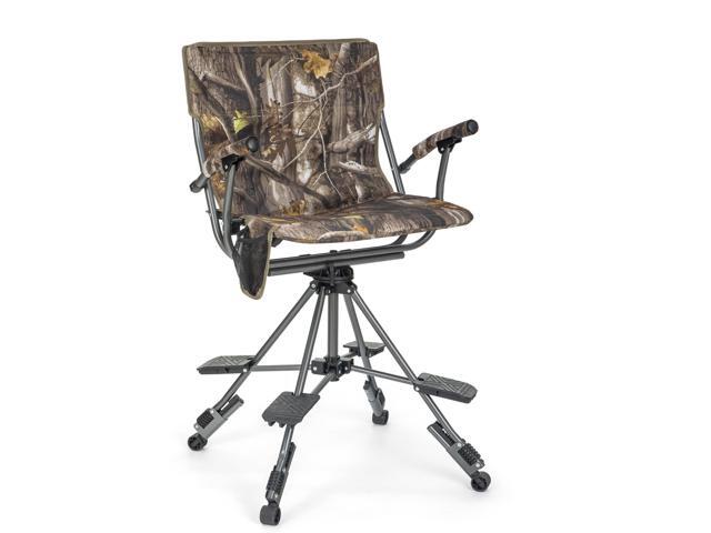 Folding Hunting Chair Swivel Hunting Blinds Chair 360 Degree Silent Hunting Seat with Adjustable 4 Legs Height and Armrests 330LBS Capacity for...