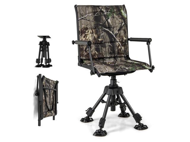 360Â° Swivel Hunting Chair, Folding Silent Hunting Blind Chair with Adjustable Height Legs, All-Terrain Foot Pads, Portable Sniper Seat for Fishing,...
