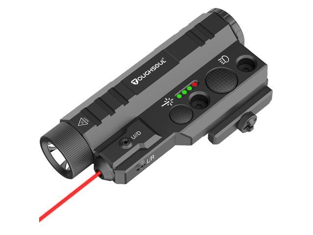 Mlok Picatinny Tactical Flashlight Green Red Laser Sight Combo 2400 Lumen Max Light, Momentary Strobe Function (Red Laser)