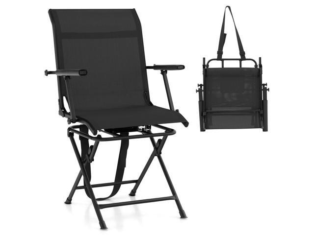 Moccha Hunting Chair, 360° Swivel Blind Chair w/Armrest & Mesh Back, Non-Slipping Pads, Sturdy Metal Frame, 330LBS Capacity, Portable and Silent.