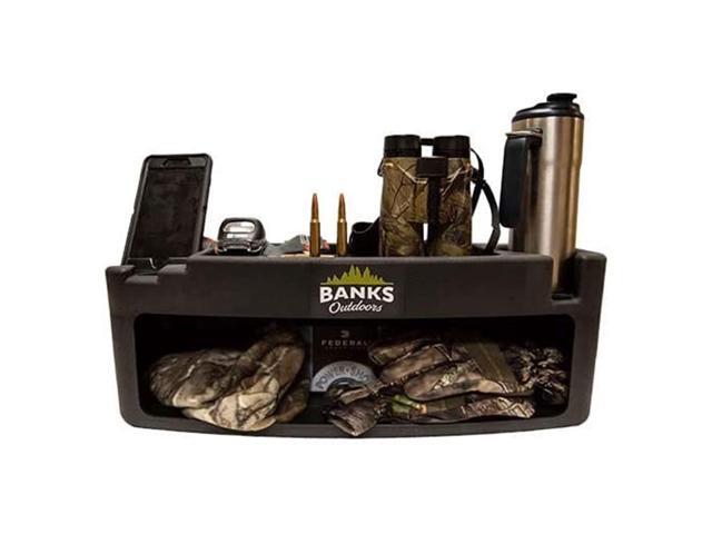 Blind Storage Wall Shelf with Rubber Lined Shelves and Stump Light for Banks Stump Blind, Hunting Gear, and Personal Belongings