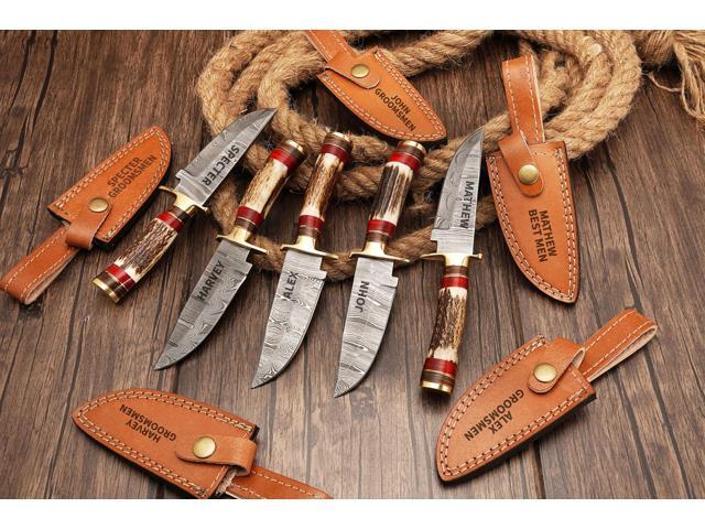 Set of 10 Handmade Personalized Damascus Knife set for Groomsmen gifts Groomsman Gifts for Wedding, Groomsmen Proposal Gifts