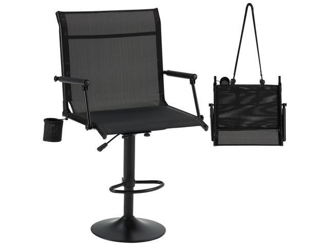 360Â° Silent Swivel Hunting Blind Chair with Bottle Holder, Padded Seat, Adjustable Height, Foldable Portable Outdoor Hunting & Fishing Chair