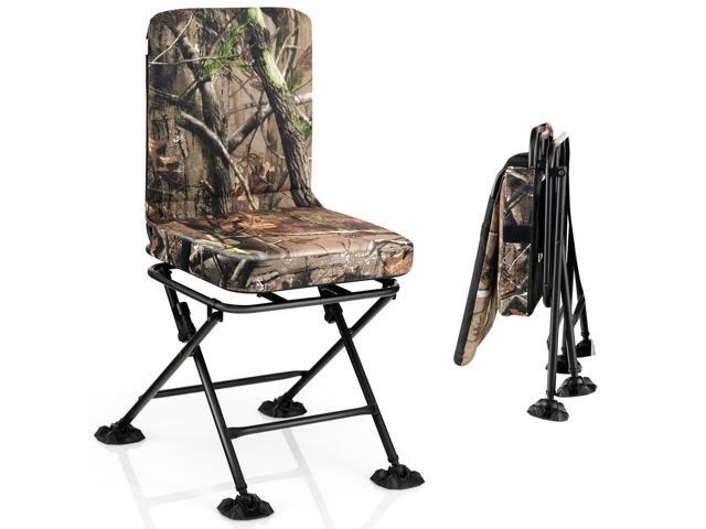 Hunting Chair, 360° Swivel Hunting Blind Chair w/All-Terrain Duck Feet,Padded Cushion,330LBS Capacity, Folding Silent Deer Hunting Chair, Portable.