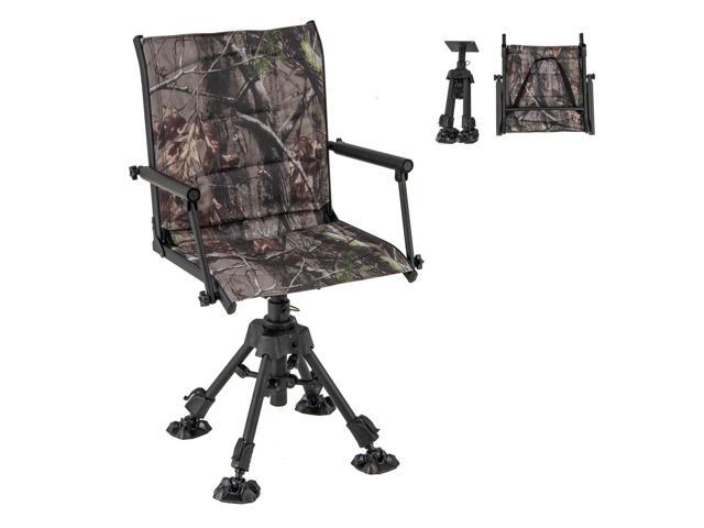 Swivel Hunting Chair, 360 Degree Folding Hunting Blind Chair with Adjustable Height, Arm Rest & Duck Feet, 330 LBS Silent Outdoor Ground Blind Seat...