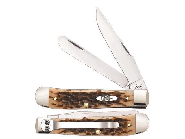 WR XX Pocket Knife Amber Bone Trapper Peachseed Jig W/Clip Item #6540 - (6254C SS) - Length Closed: 4 1/8 Inches