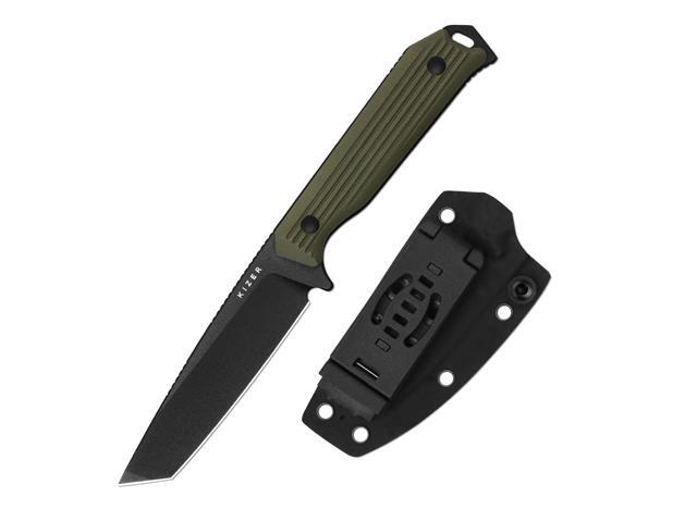 Begleiter Fix Fixed Blade Knife, 3.74' Tanto AEB-L Blade Hunting Knives with Kydex Sheath, Green G10 Handle EDC Knife for Camping Hunting Survival.