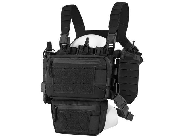 Chest Rig-Tactical Chest RigMolle Modular Micro Fight Chest Rigs Adjustable & Detachable with 5.56/7.62 Magazine Pouch