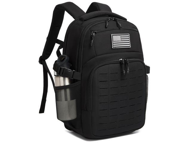 Military tactical backpack Laser-Cut MOLLE Webbing, backpack for men black small tactical assault bag (Black, 20 inch)