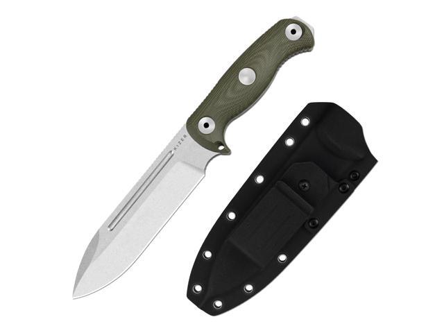 Drop Bear Fix 7 Fixed Blade Knife, 6.51' AEB-L Blade Hunting Knife with Green Micarta Handle & Hammer Pommel, Survival Knives with Sheath,...