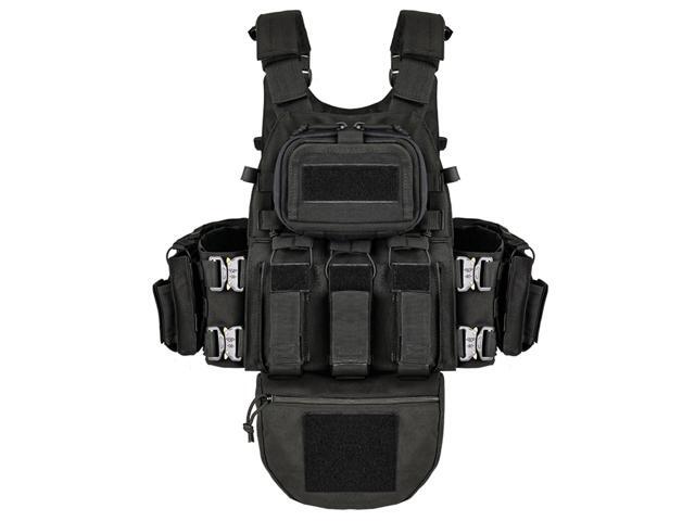 YAKEDA Tactical Training Vest with PALS System - Multi-Pocket Adjustable Straps Quick-Release Buckle for Hunting