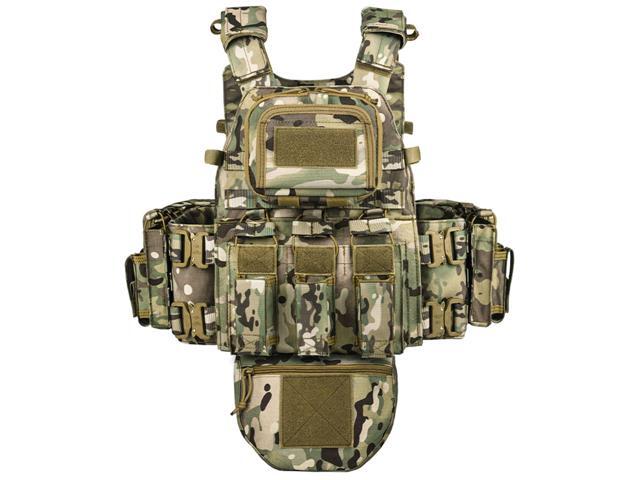 YAKEDA Tactical Training Vest with PALS System - Multi-Pocket Adjustable Straps Quick-Release Buckle for Hunting