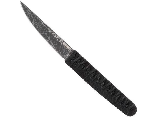Obake Everyday Carry Fixed Blade Knife with Sheath: Stainless Steel Plain Edge Blade, Cord-Wrapped Stainless Steel Handle, 2367