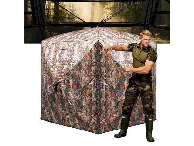 Hunting Blind 270/360 Degree See Through Ground Blind2/3 Person Soft Material Pop-Up Camouflage TentEasy-Fold Portable Concealed Shelter with...