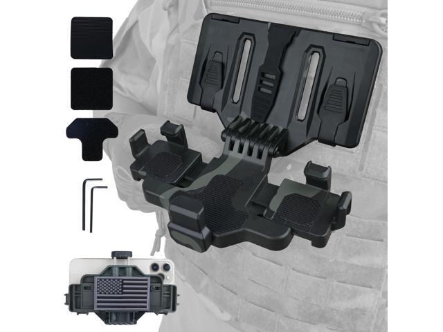Tactical Gear Plate Carrier Vest Accessories, MOLLE Phone Chest Mount Holder for 6.0'-7.7' Screens, Quick-Release and Adjustable Tactical Phone...